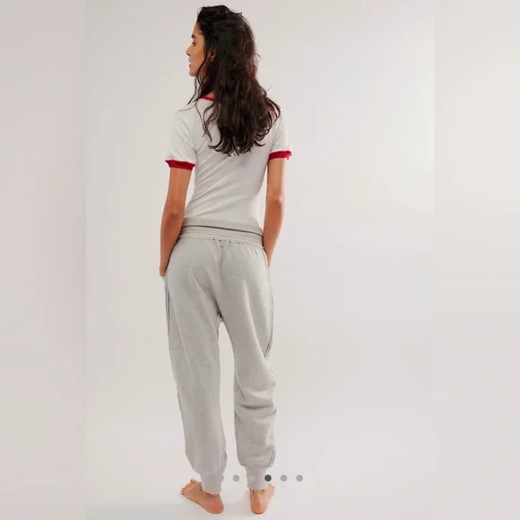 Free People Going For It Lounge Joggers in Heather Grey Combo - Picture 4 of 11